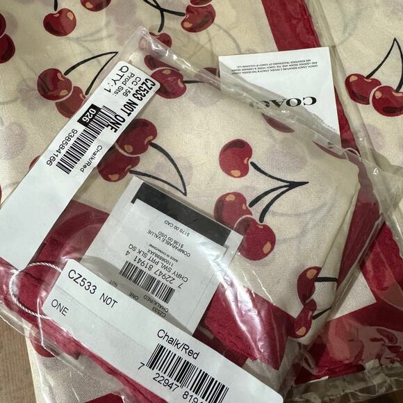 🍒 Cherry Swirl Print Silk Square Scarf - Picture 6 of 9